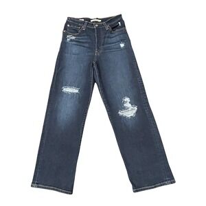 Levis Jeans Womens 27 Blue Ribcage Straight Ankle‎ Button Fly Dark Wash Denim